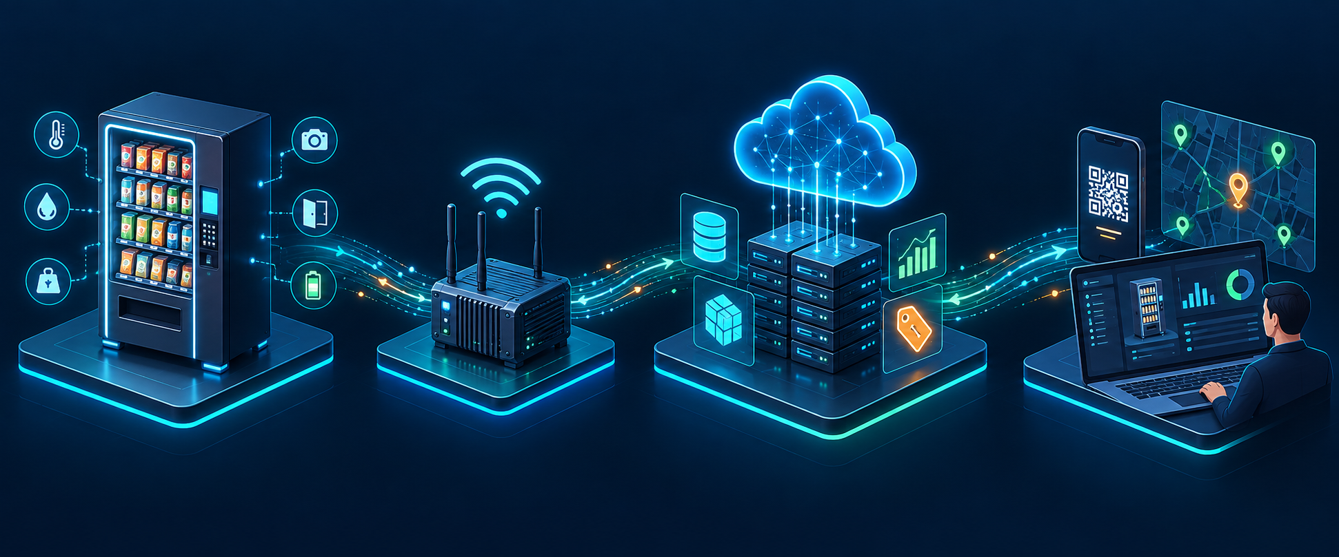 Cihaz, IoT gateway, bulut servisleri ve kullanıcı deneyimi veri akışı